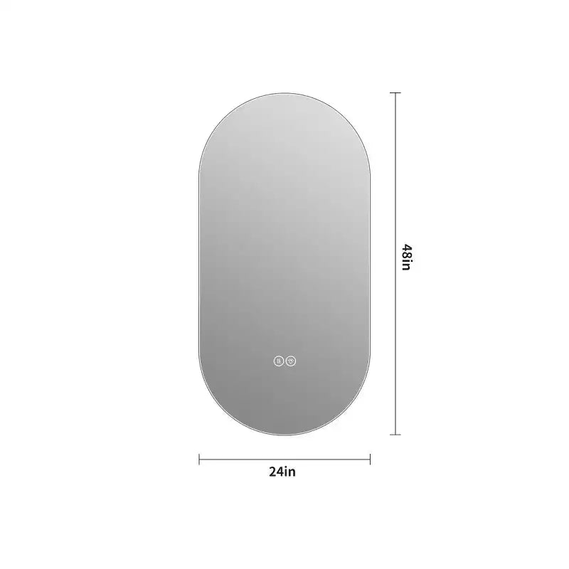 Oval Wall-Mounted LED Touch Bathroom Mirror, Anti-Fog Vanity Mirror for Home or Barber Shop, Modern LED Lighted Mirror-Panipeachy