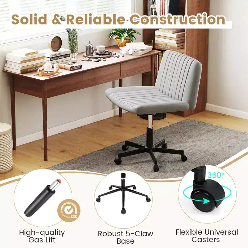 Costway Criss Cross Chair with Wheels w/Soft-Padded Wide Seat Adjustable Height Modern