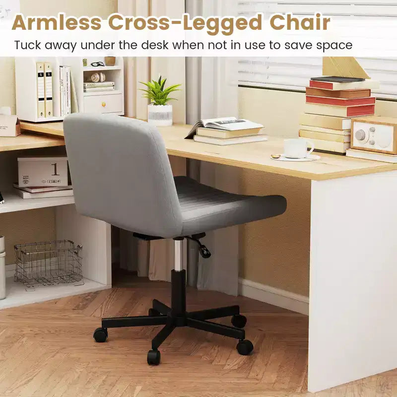 Costway Criss Cross Chair with Wheels w/Soft-Padded Wide Seat Adjustable Height Modern