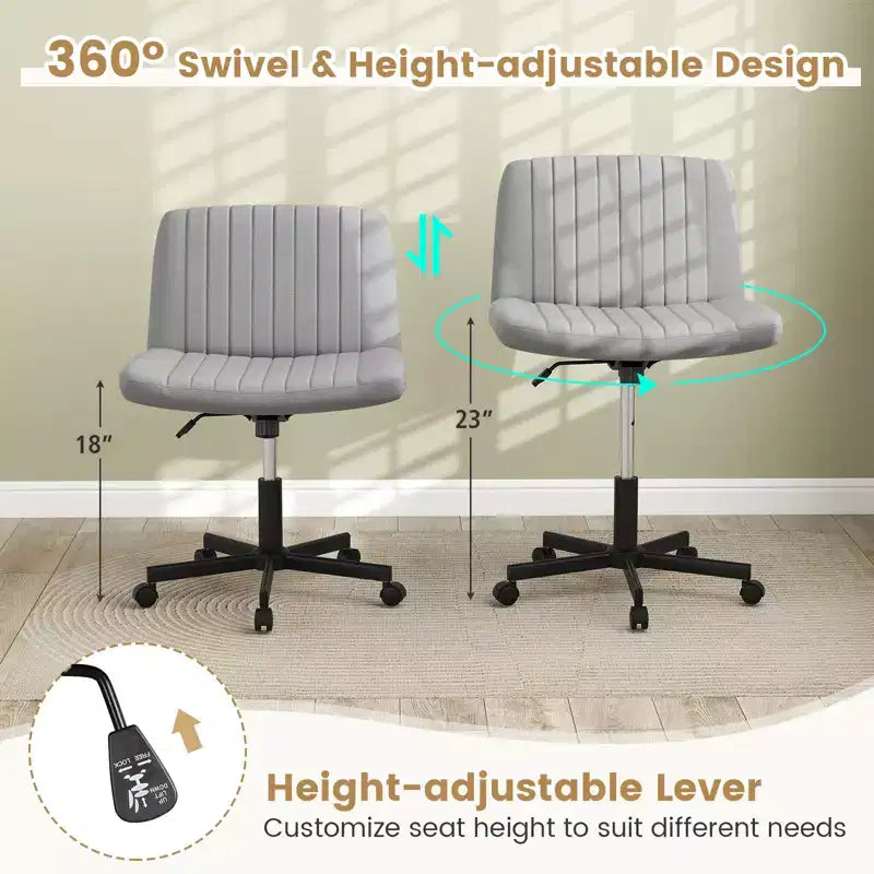 Costway Criss Cross Chair with Wheels w/Soft-Padded Wide Seat Adjustable Height Modern