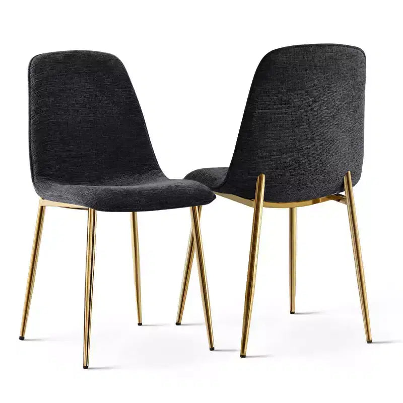 Modern Fabric Dining Chairs Set of 2 with Gold Metal Legs, Upholstered Kitchen Chairs with Padded Seat for Dining Room Seating-Panipeachy