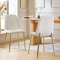 Modern Fabric Dining Chairs Set of 2 with Gold Metal Legs, Upholstered Kitchen Chairs with Padded Seat for Dining Room Seating-Panipeachy
