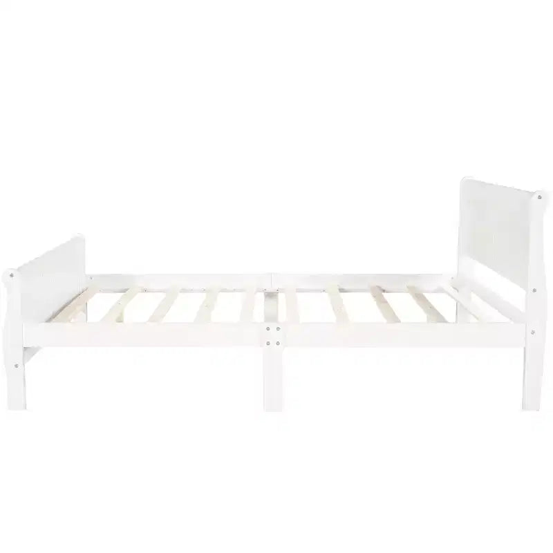 FAMYYT Full Size Wood Platform Bed With Headboard, Easy Assembly, White