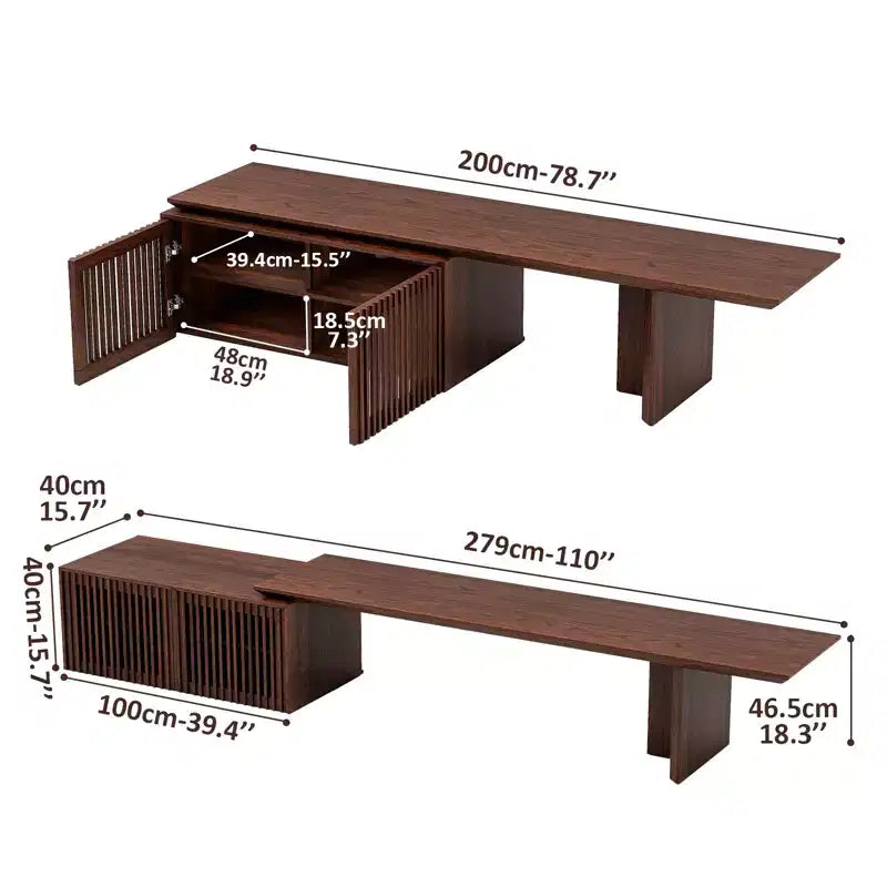 JVNOXK 78 to 110-inch Retracted Extendable TV Stand, Console Media Cabinet with Storage,for Up to 55+Inch,for Living Room