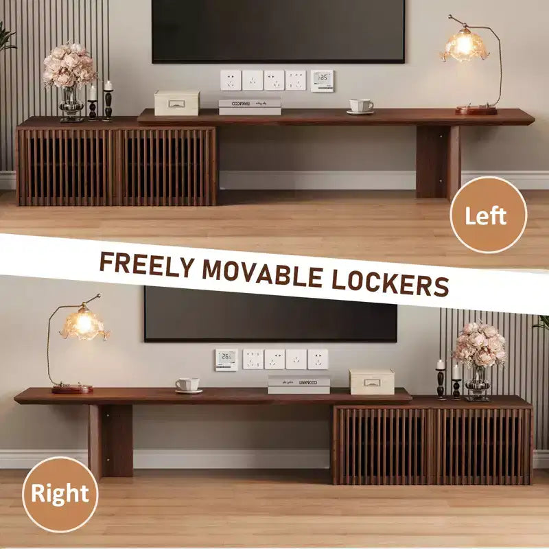 JVNOXK 78 to 110-inch Retracted Extendable TV Stand, Console Media Cabinet with Storage,for Up to 55+Inch,for Living Room