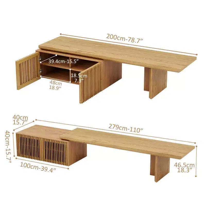 JVNOXK 78 to 110-inch Retracted Extendable TV Stand, Console Media Cabinet with Storage,for Up to 55+Inch,for Living Room