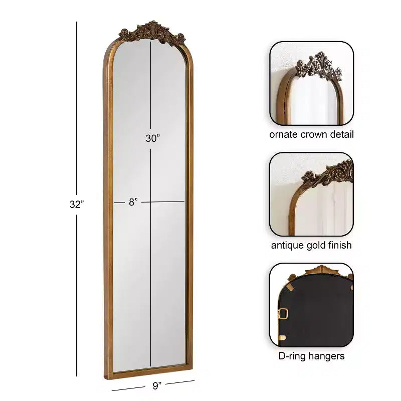 Kate and Laurel Arendahl Traditional Arch Mirror, Gold, 9x32