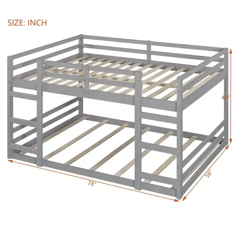 FAMYYT Full Size Wood Bunk Bed With Ladder, Easy Assembly