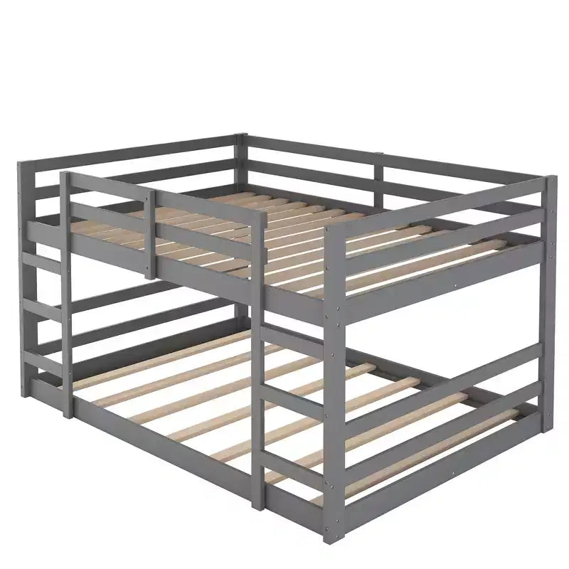 FAMYYT Full Size Wood Bunk Bed With Ladder, Easy Assembly