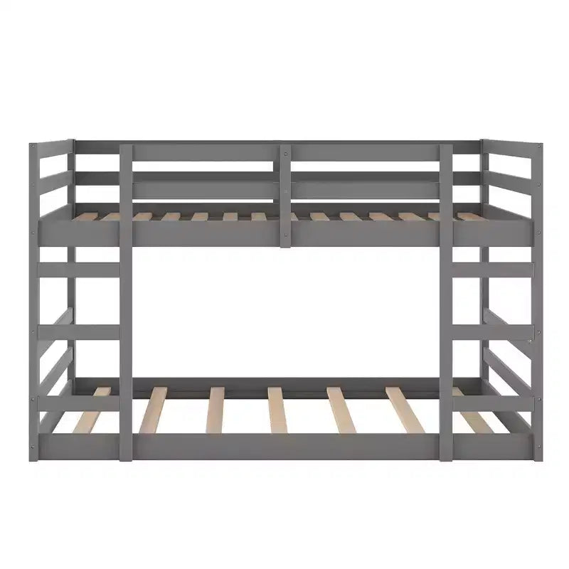 FAMYYT Full Size Wood Bunk Bed With Ladder, Easy Assembly