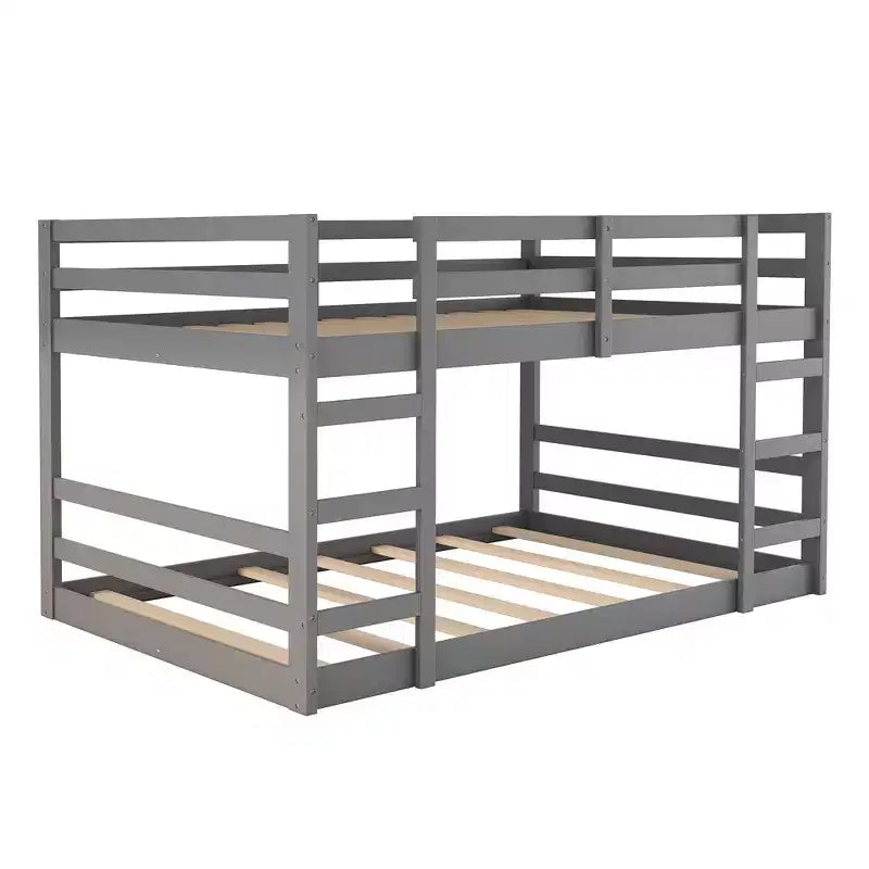 FAMYYT Full Size Wood Bunk Bed With Ladder, Easy Assembly