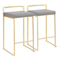 Set of 2 31" Fuji Contemporary Barstools Gray - LumiSource: Upholstered, Metal Frame, Fixed Height