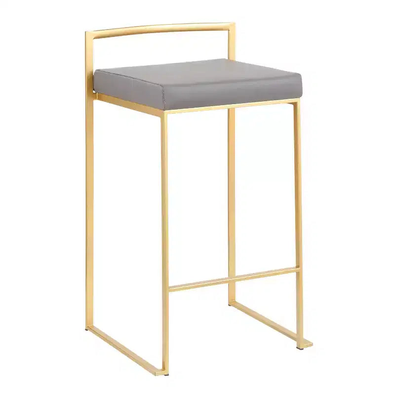Set of 2 31" Fuji Contemporary Barstools Gray - LumiSource: Upholstered, Metal Frame, Fixed Height