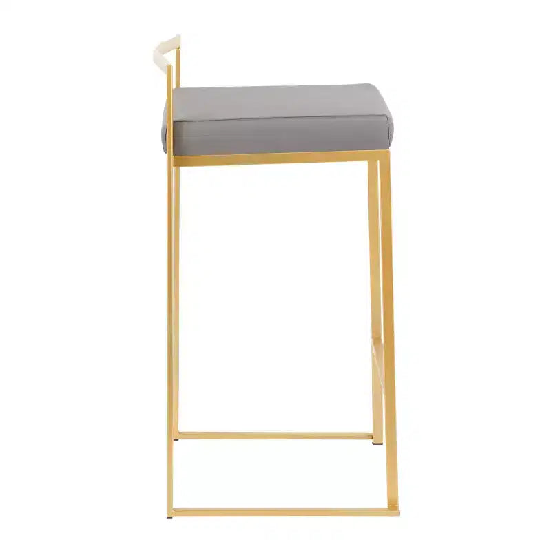 Set of 2 31" Fuji Contemporary Barstools Gray - LumiSource: Upholstered, Metal Frame, Fixed Height