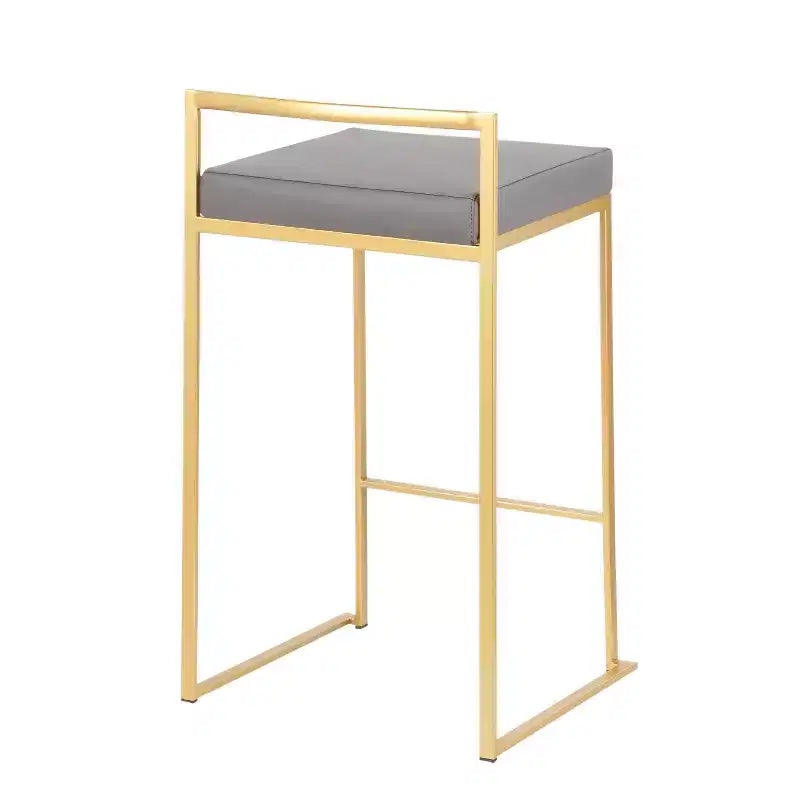 Set of 2 31" Fuji Contemporary Barstools Gray - LumiSource: Upholstered, Metal Frame, Fixed Height