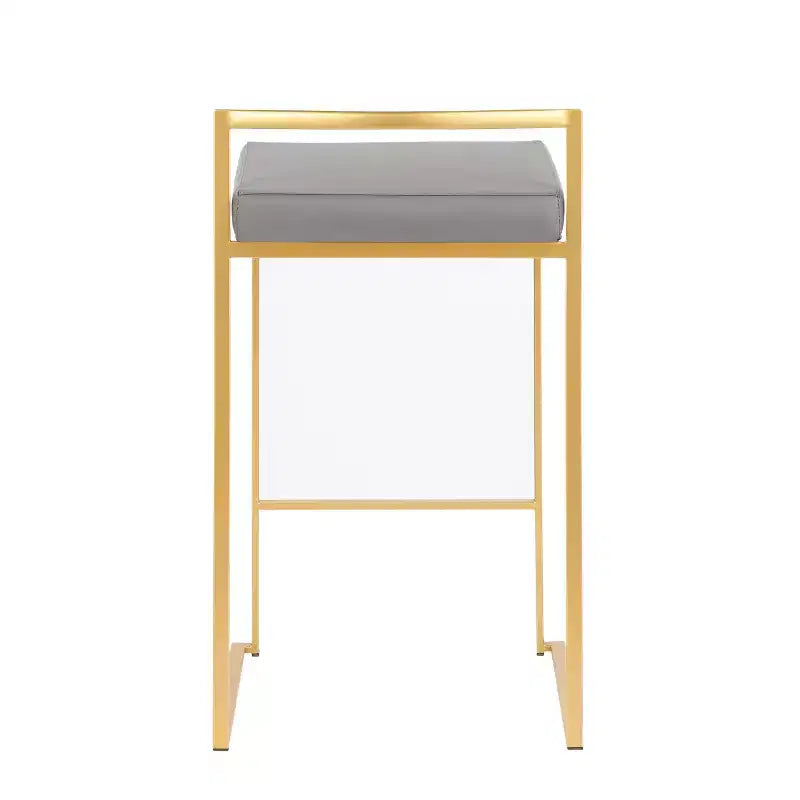 Set of 2 31" Fuji Contemporary Barstools Gray - LumiSource: Upholstered, Metal Frame, Fixed Height