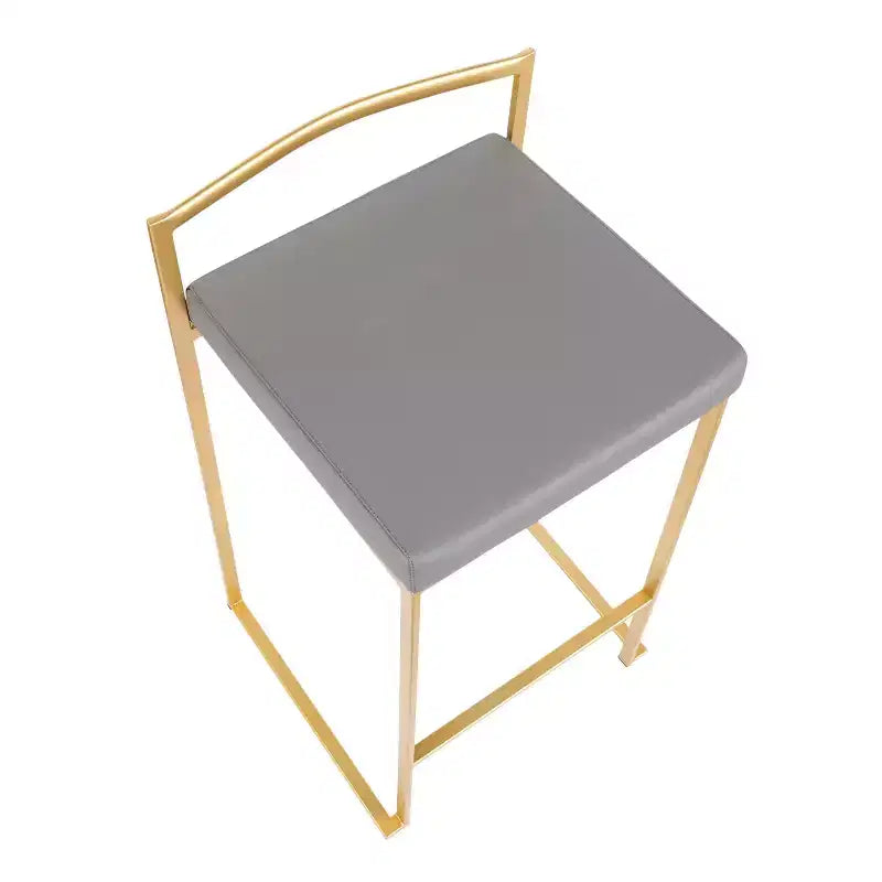 Set of 2 31" Fuji Contemporary Barstools Gray - LumiSource: Upholstered, Metal Frame, Fixed Height