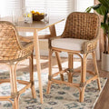 Kyle Woven Rattan Counter Height Barstool with Cushion - bali & pari: Handcrafted, No Assembly Required