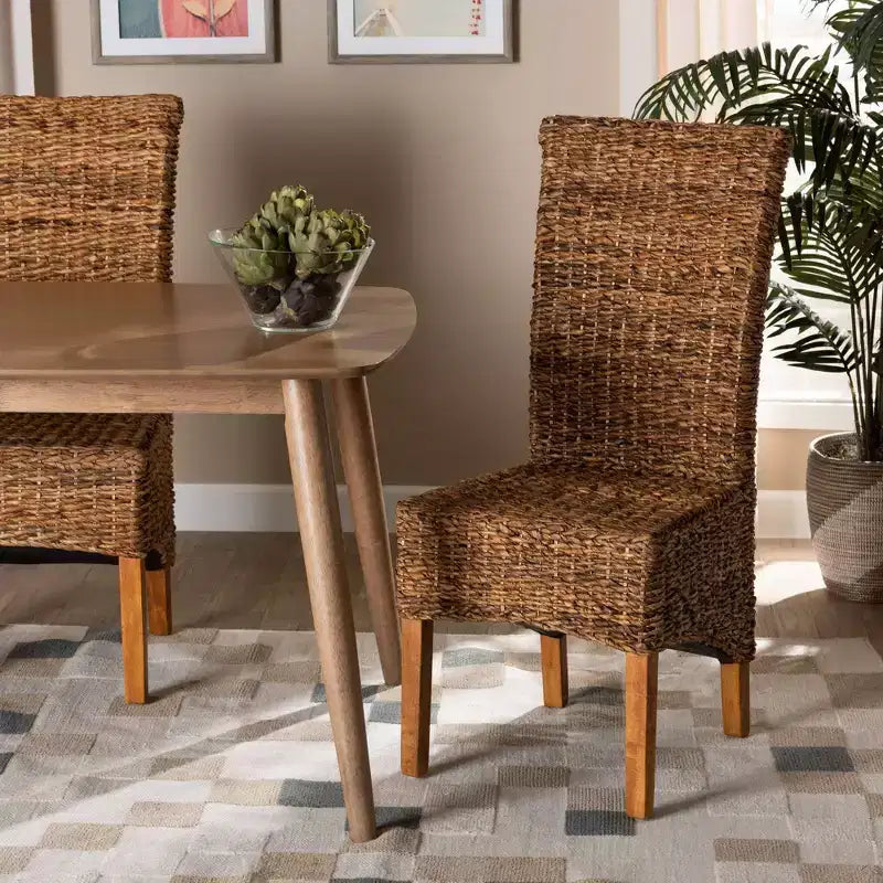 Trianna Abaca Wood Dining Chair Natural/Brown - bali & pari