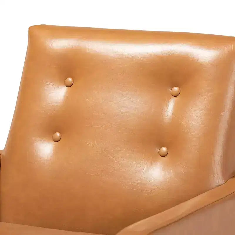 Perris Mid-Century Faux Leather Upholstered Wood Lounge Chair Walnut/Brown - Baxton Studio: Indoor Elegant Comfort