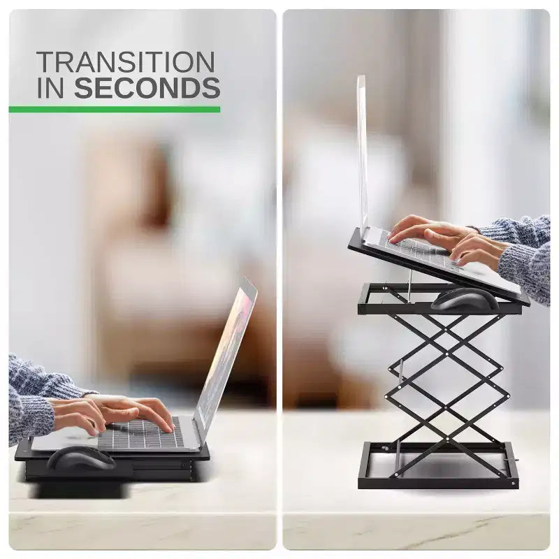 Uncaged Ergonomics Laptop Stand & Standing Desk Black: Ergonomic Adjustable Portable Desk Converter, No Assembly Required