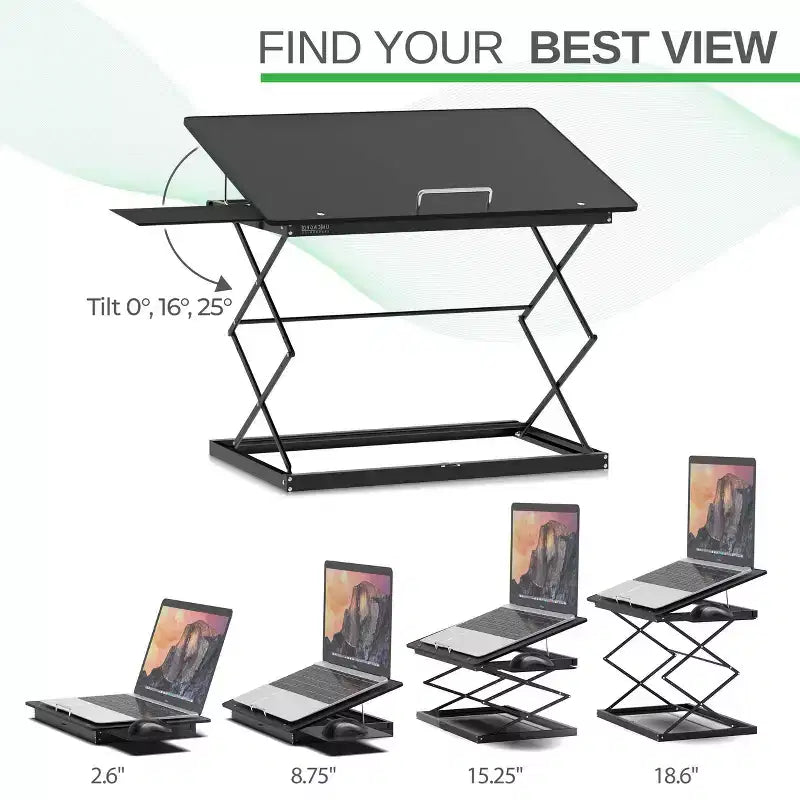 Uncaged Ergonomics Laptop Stand & Standing Desk Black: Ergonomic Adjustable Portable Desk Converter, No Assembly Required