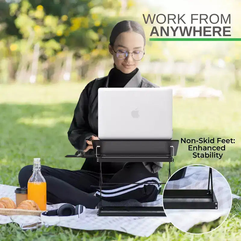 Uncaged Ergonomics Laptop Stand & Standing Desk Black: Ergonomic Adjustable Portable Desk Converter, No Assembly Required