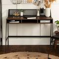 Urban Industrial 3 Cubby Writing Desk with Pen Storage Dark Walnut - Saracina Home
