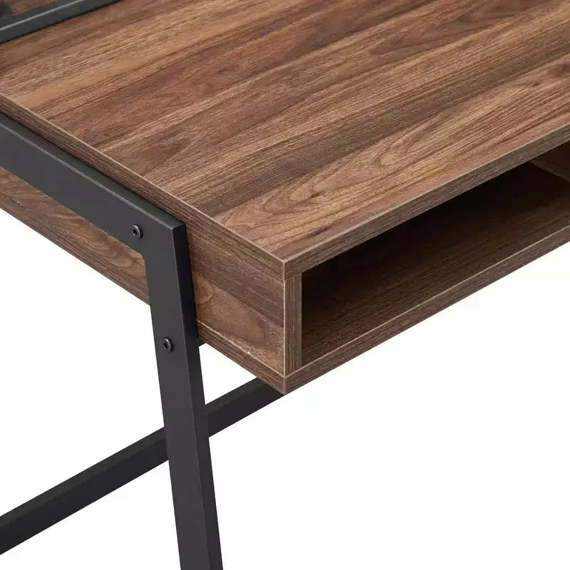 Urban Industrial 3 Cubby Writing Desk with Pen Storage Dark Walnut - Saracina Home