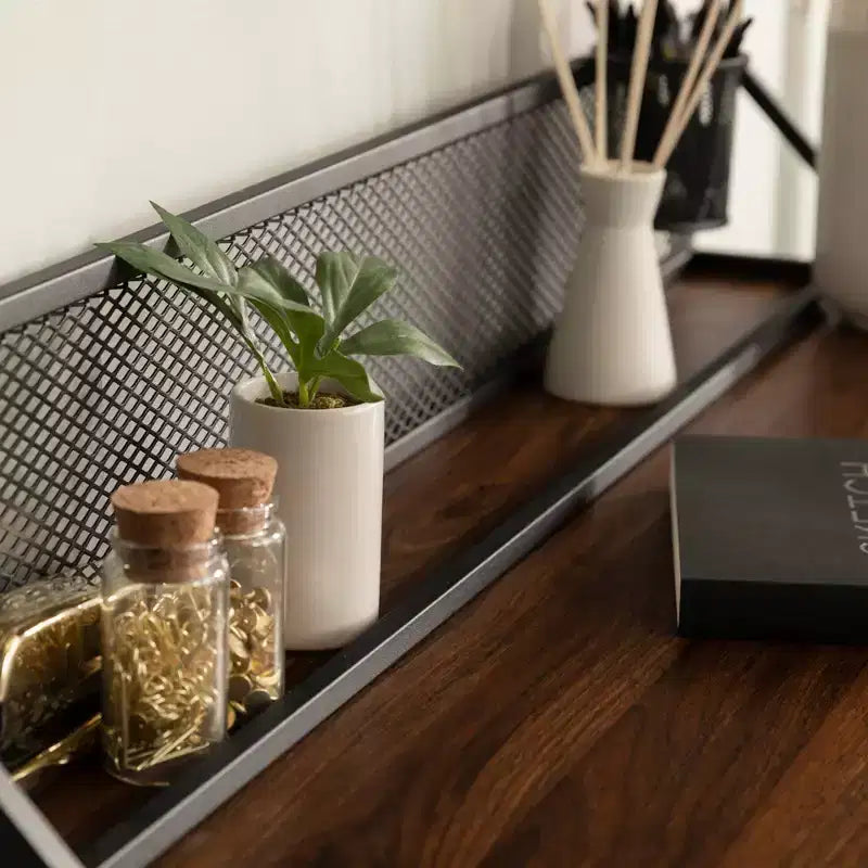 Urban Industrial 3 Cubby Writing Desk with Pen Storage Dark Walnut - Saracina Home