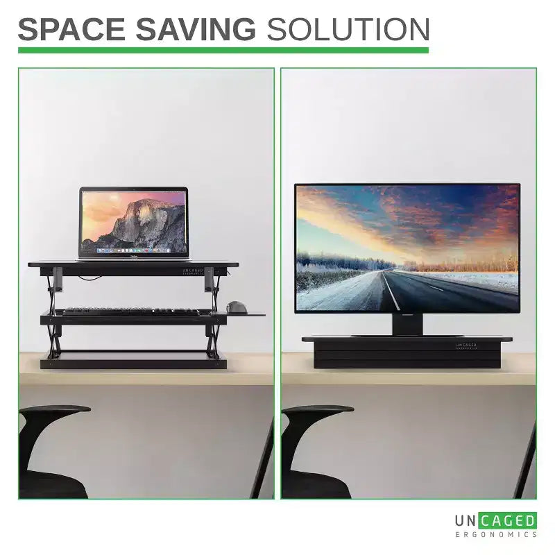 Tall Adjustable Standing Desk Riser Black - Uncaged Ergonomics