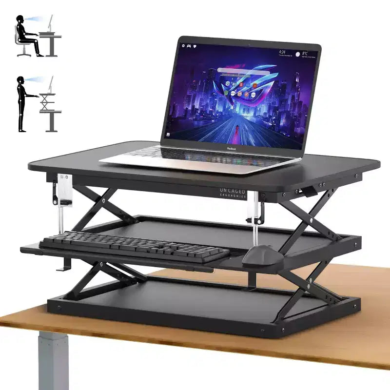 Tall Adjustable Standing Desk Riser Black - Uncaged Ergonomics