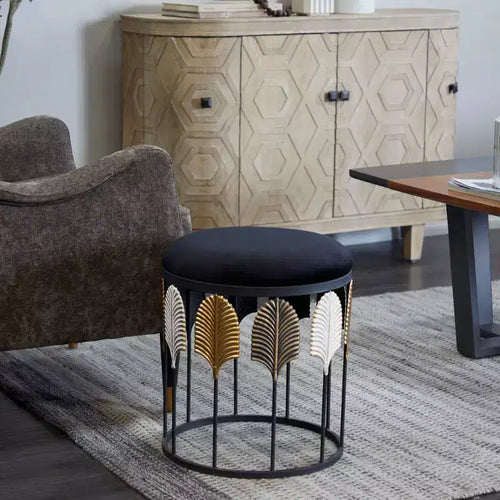 Contemporary Metal Accent Table Dark Black - Olivia & May: No Assembly, Indoor Use, Round Shape, Wood Top