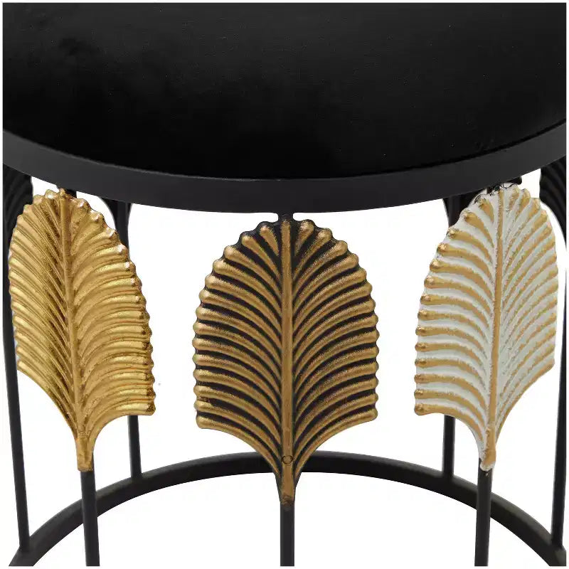 Contemporary Metal Accent Table Dark Black - Olivia & May: No Assembly, Indoor Use, Round Shape, Wood Top