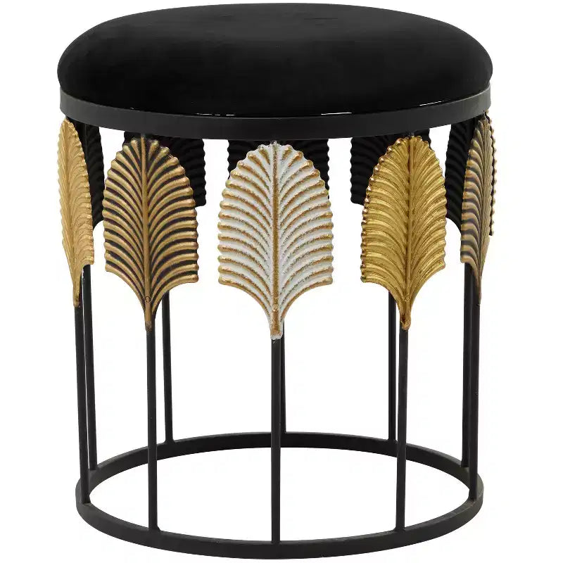 Contemporary Metal Accent Table Dark Black - Olivia & May: No Assembly, Indoor Use, Round Shape, Wood Top