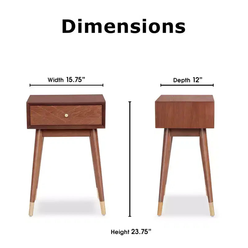 Sutton Mid-Century Modern Side Table Walnut Brown - Adore Decor