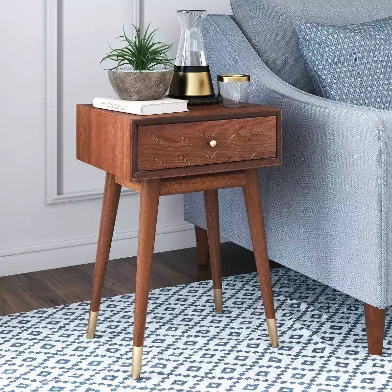 Sutton Mid-Century Modern Side Table Walnut Brown - Adore Decor