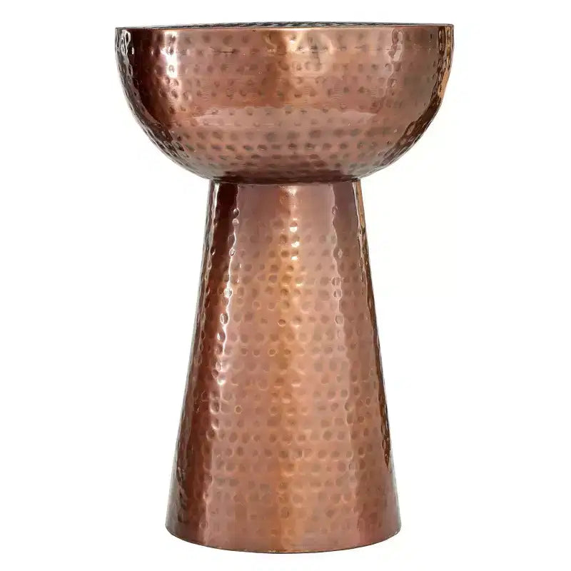 Hammered Metal Drum End Table Bronze - Olivia & May: Vintage Style, No Assembly, Metal Side Table