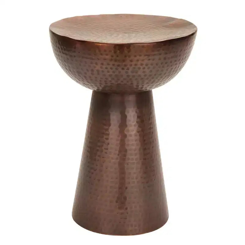Hammered Metal Drum End Table Bronze - Olivia & May: Vintage Style, No Assembly, Metal Side Table