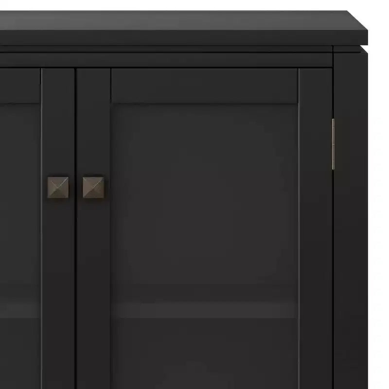 30" Essex Low Storage Cabinet Black - WyndenHall: Modern Style, Adjustable Shelves, Glass Doors