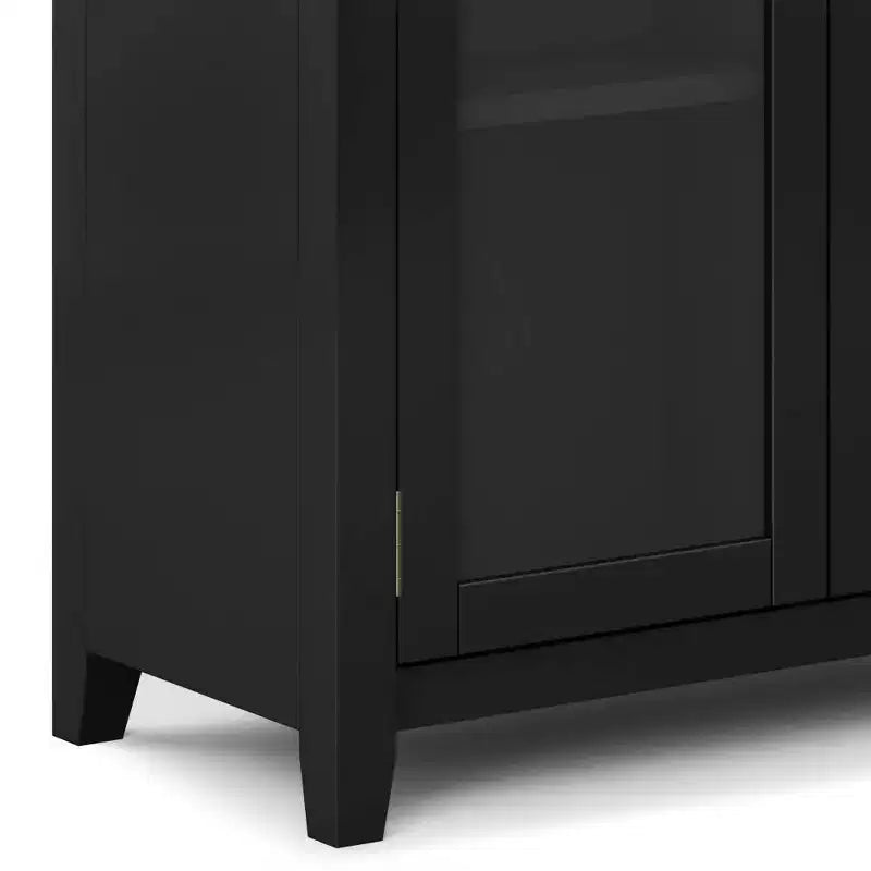 30" Essex Low Storage Cabinet Black - WyndenHall: Modern Style, Adjustable Shelves, Glass Doors