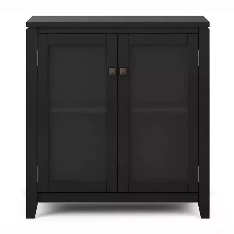 30" Essex Low Storage Cabinet Black - WyndenHall: Modern Style, Adjustable Shelves, Glass Doors