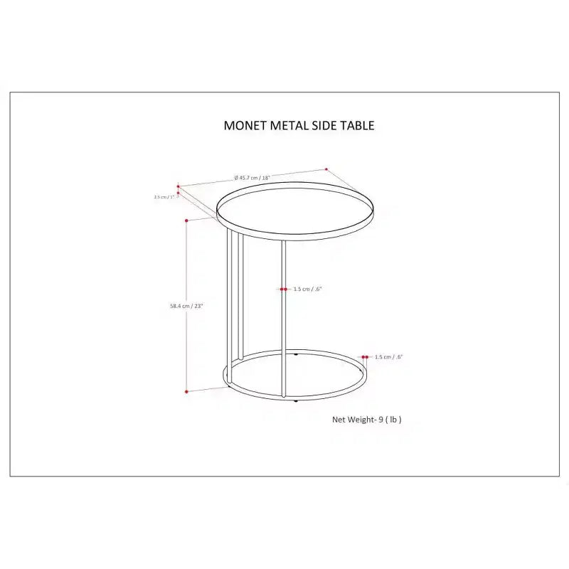18" Lipton Metal Side Table Black - WyndenHall