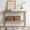 Gretna Narrow Console Table Natural - Threshold™: Solid Wood, Rustic Sofa Table with Shelf