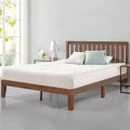 Vivek Wood Platform Bed with Headboard Antique Wood - Zinus