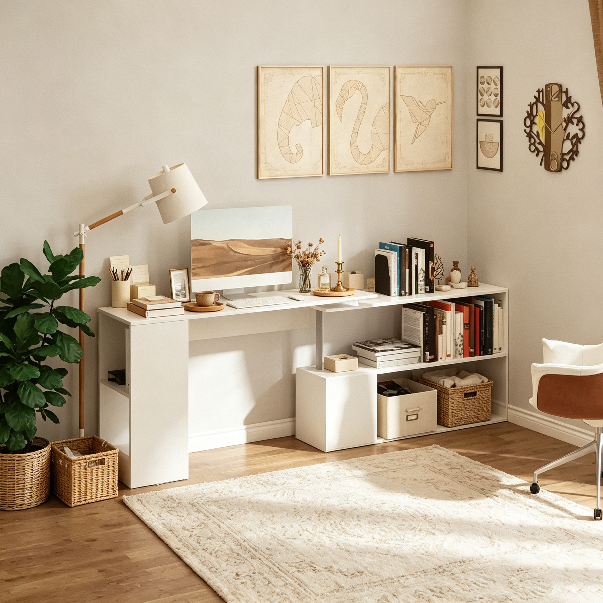 Bureau d'angle pivotant pour ordinateur