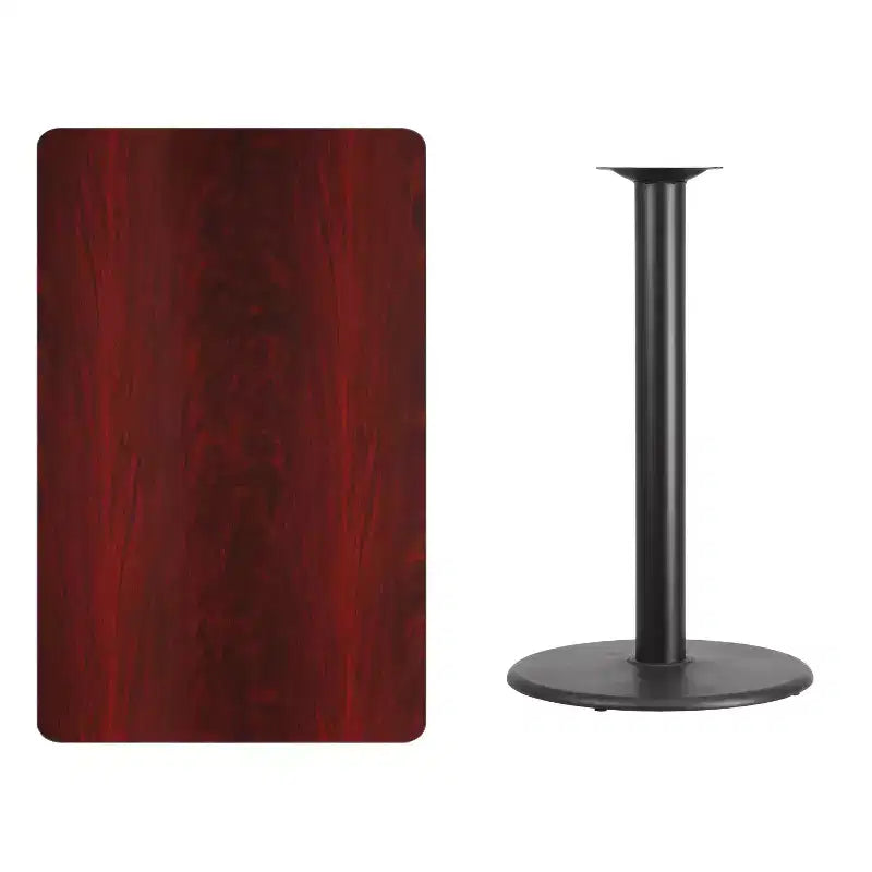 Flash Furniture 30'' x 48'' Rectangular Laminate Table Top with 24'' Round Bar Height Table Base