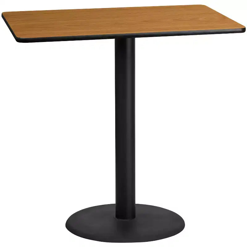 Flash Furniture 30'' x 48'' Rectangular Laminate Table Top with 24'' Round Bar Height Table Base