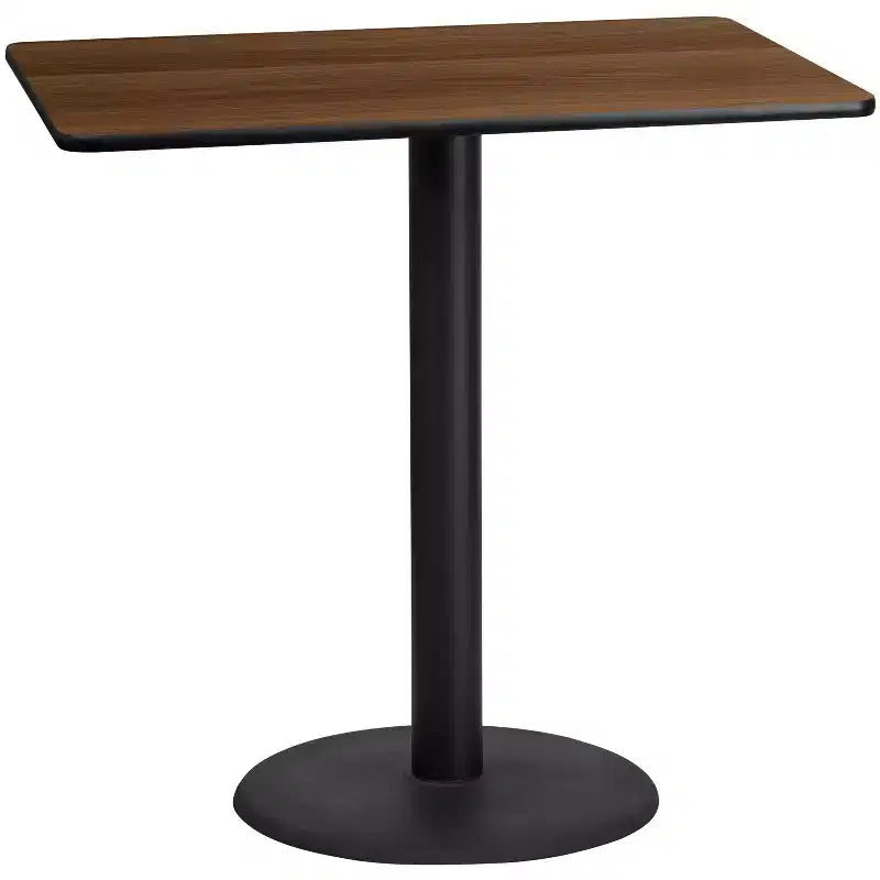 Flash Furniture 30'' x 48'' Rectangular Laminate Table Top with 24'' Round Bar Height Table Base
