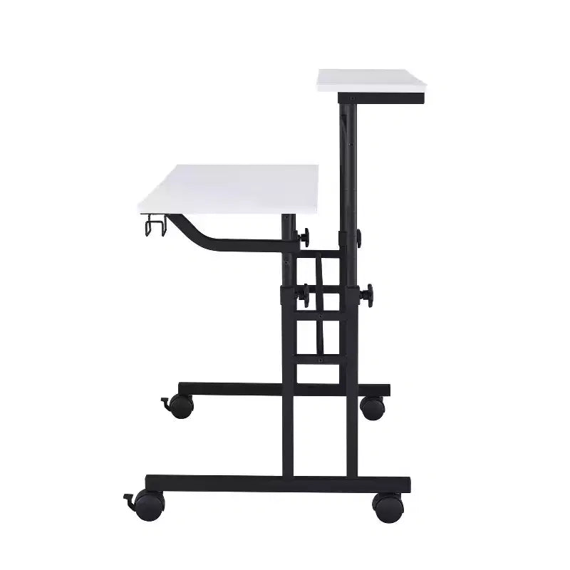 Rolling Writing Desk with Height Adjustable Desktop and Moveable Shelf - Techni Mobili